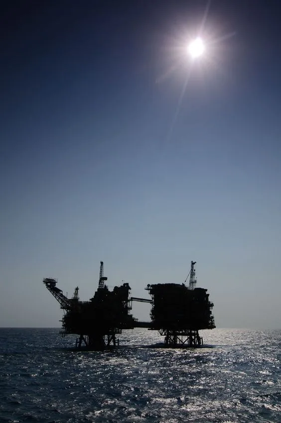 Offshore oil rig at sea